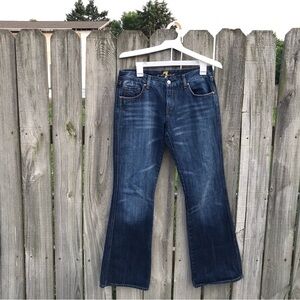 7 FOR ALL MANKIND Jeans 30 Boot Cut Dark Wash Embroidered Pockets